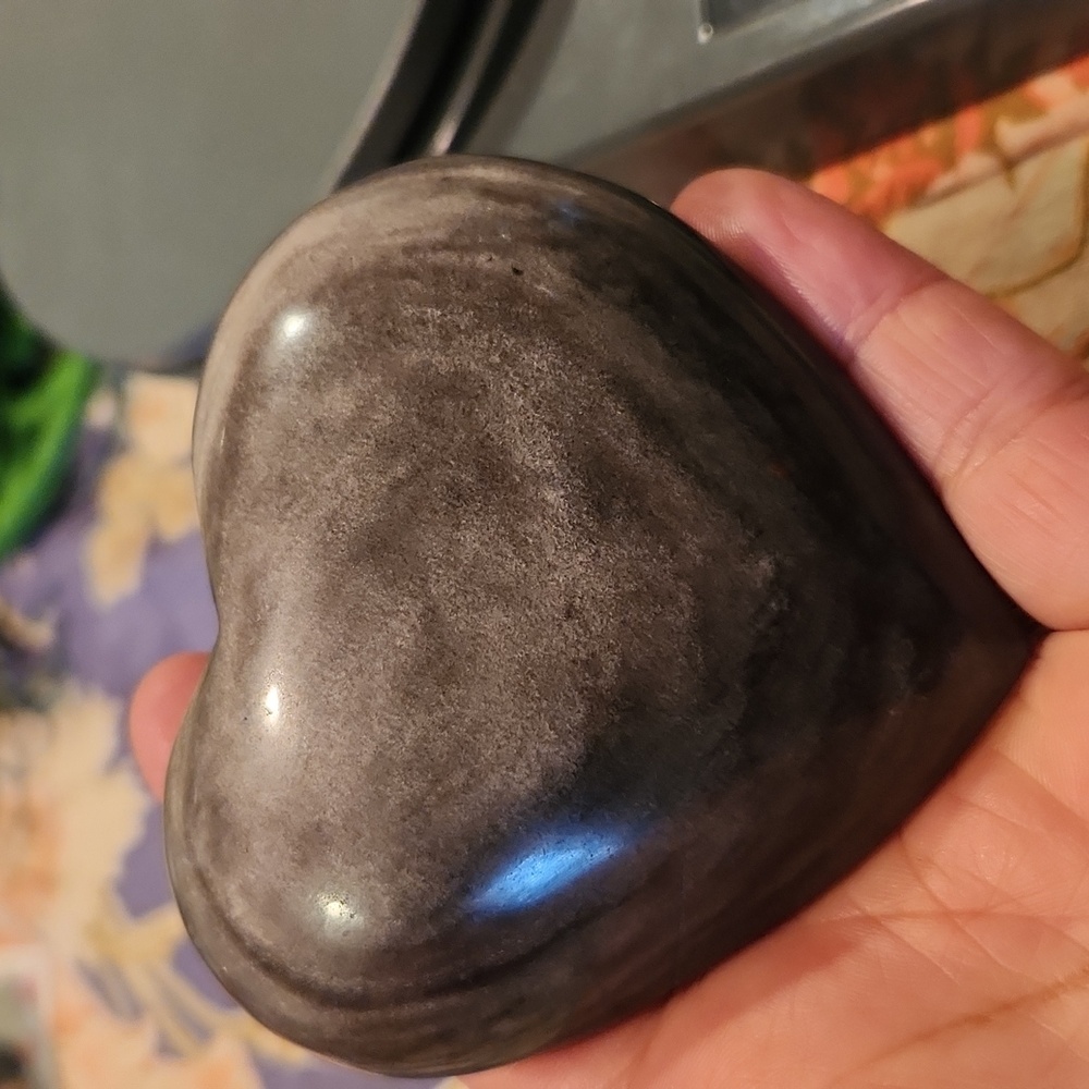Silver Obsidian palmstone